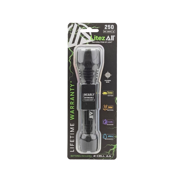 Litezall Nearly Invincible 250 Lumen Tactical Flashlight LA250NI6/12 Zoro